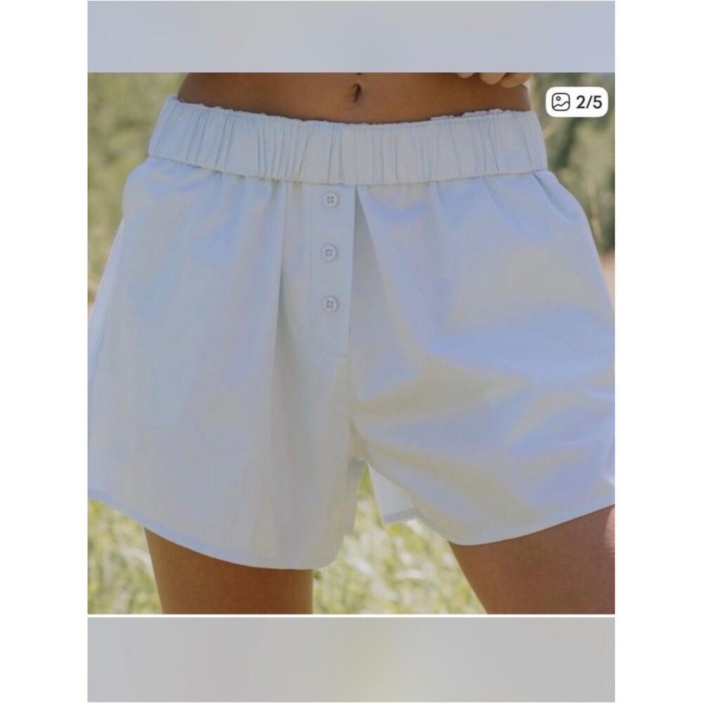 Daily Drills Pale Blue Linen Shorts